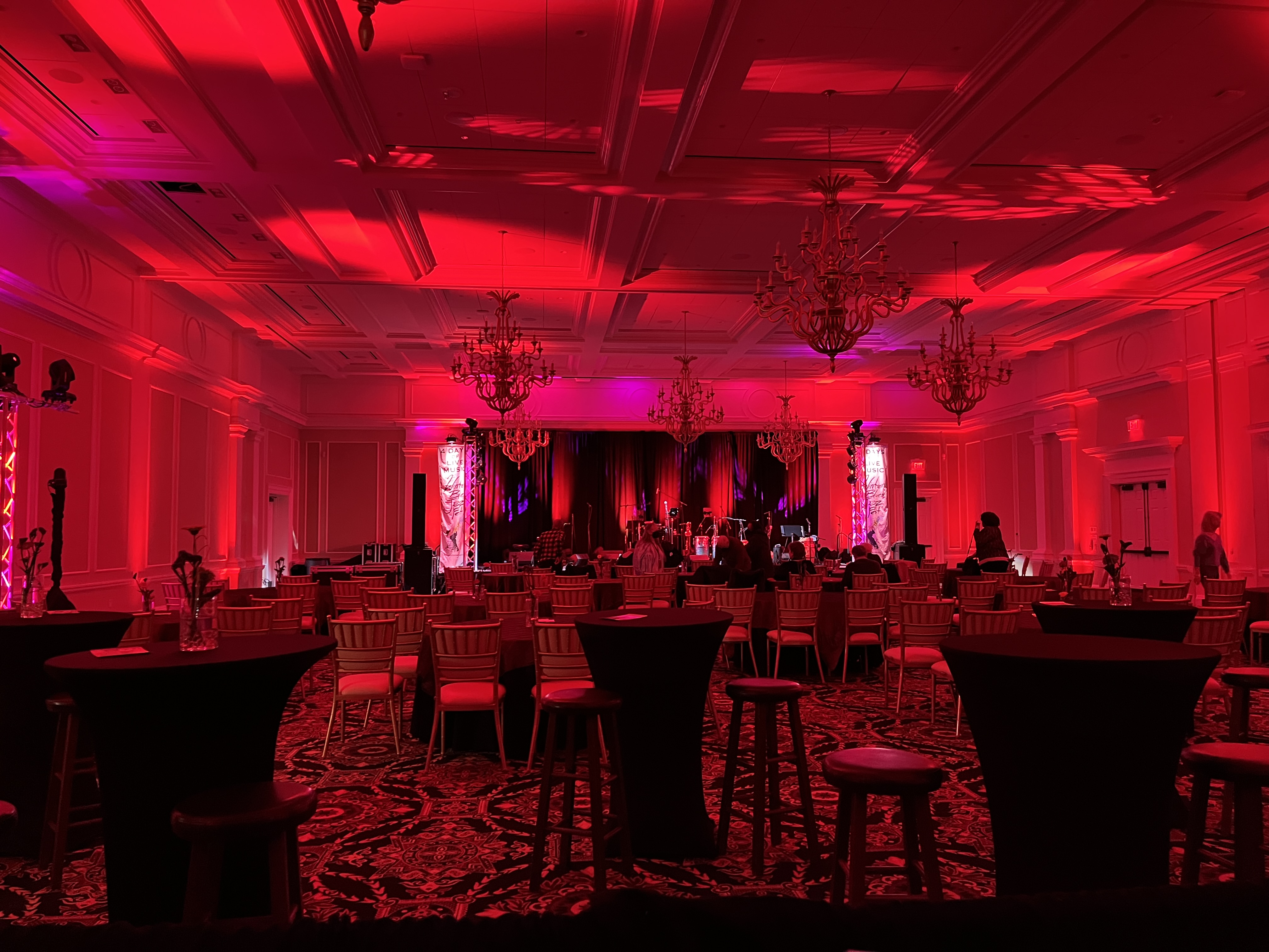 Red uplighting, Ballroom
